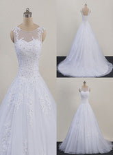Glam White Tulle Puffy Ball Gown Prom Dress