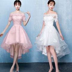 Lovely White High Low Tulle Graduation Dress