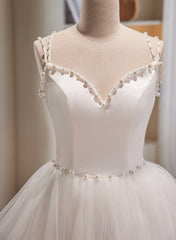 Cute White Short Tulle Beaded Graduation Dress