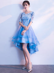Blue High Low Tulle Party Dress