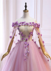 Vestido largo de tul rosa con flores para fiesta de dulces 16