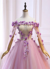 Vestido largo de tul rosa con flores para fiesta de dulces 16