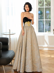 A-line Sweetheart Floral Satin Long Party Dress