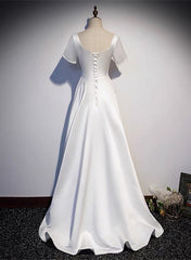 White High Low Satin Beaded Party Dress