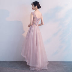 Pink V-neckline High Low Formal Dress