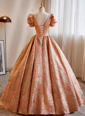 Beautiful Ball Gown Short Sleeves Long Party Dress