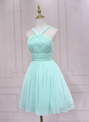 Vestido corto de gasa verde menta para fiesta de boda