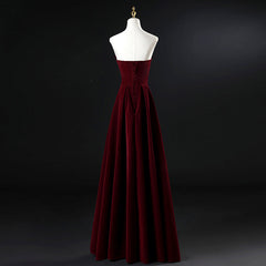 Beautiful Wine Red Velvet Floor Length Long Prom Dress