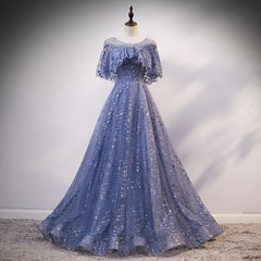 Vestido de noche largo con cordones y hombros descubiertos en azul glamuroso