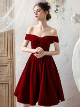 Wine Red Off Shoulder Velvet Homecoming Dresses