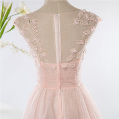 Pink Elegant Tulle A-line Floor Length Wedding Party Dresses
