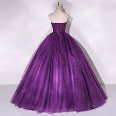 Purple Scoop Tulle Ball Gown Formal Dresses