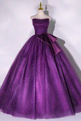 Purple Scoop Tulle Ball Gown Formal Dresses