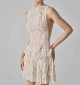 Darda Chic Blue Floral Lace Sequin Mini Dress for Women