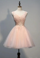 Encantador vestido formal de tul rosa perla