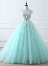 Encantador vestido de fiesta de tul verde menta para dulces 16