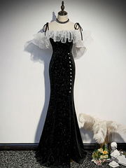 Vestido formal largo de sirena negro para fiesta