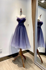 Vestido de fiesta de tul degradado con escote en forma de corazón hasta la rodilla