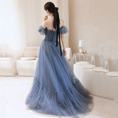 Beautiful Blue Glitter Gown Dress