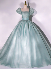 Light Green Ball Gown Shiny Tulle Sweet 16 Dresses