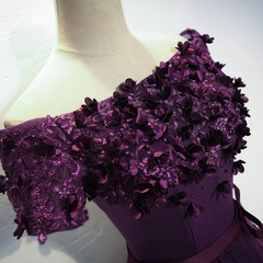 Stylish Dark Purple High Low Formal Dress