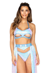 Sequin Underboob Cutout Bikini Top