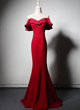 Red Mermaid Long Sweetheart Off Shoulder Party Dress Evening Dress