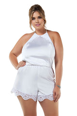 Plus Size Charming Satin Romper