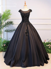 Vestido de fiesta largo de satén negro de alta calidad