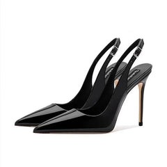 Sexy ultra-high heels pointed sandals elegant patent leather suspender high heelsy dress banquet shoes