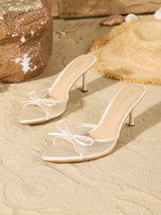 Slip-On Mesh Stiletto Heels with an Elegant Bowknot Design Comfort Versatility