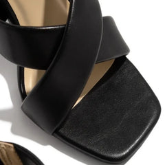 High-Heeled Slippers High Heel Leather Pu Mouth All-match Casual Shoes Luxury Woman Sandals