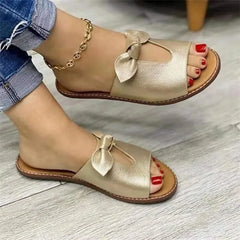 Slippers Shoes Cute Butterfly-Knot Flats Casual Sandals Solid Color Beach Sandals Zapatillas Mujer Chaussure Femme