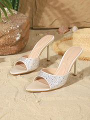 Stylish Elegant Pointed Toe Single Strap Low-Cut Open Toe Stiletto Heel Mule Sandals