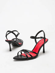 Stylish Elegant Pointed Toe Thin Cross & Single Strap Stiletto Heel Sandals | Perfect Dresses & Weddings