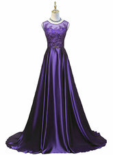 Beautiful Purple Long Round Neckline Prom Dress