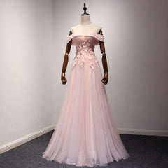Pink Off Shoulder Handmade Formal Dresses