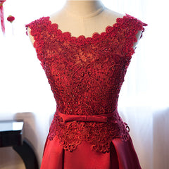 Hermoso vestido largo de encaje rojo oscuro para fiesta de graduación juvenil