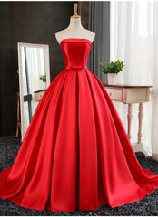 Beautiful Satin Scoop Floor Length Ball Prom Dress