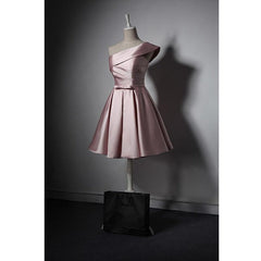 Vestido de fiesta corto de satén rosa hasta la rodilla de moda
