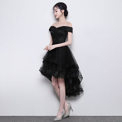 Lovely Simple Black High Low New Homecoming Dress