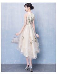 Ivory High Low Halter Tulle Layers Homecoming Dress