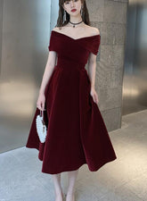 Charming Wine Red Velvet Sweetheart Bridesmaid Dress