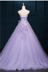 Light Purple Tulle Long Sweet 16 Dress with Bow
