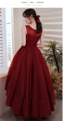 Wine Red Organza Lace High Low Chic Party Dresses Prom Dress