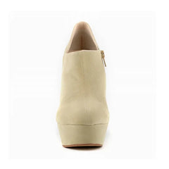 Woman Flock Leather Ankle Boots 14cm Super High Heels Shoes Wedges Platform Zipper Short Boots Shoes Plus Size