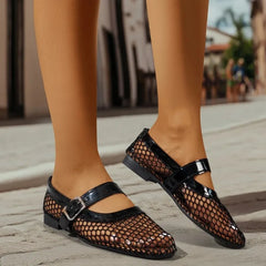 Mesh Ballet Flats Fishnet Ballerina Flats Comfortable Round Toe Ballet Shoes Breathable Casual Walking Shoes Commuting