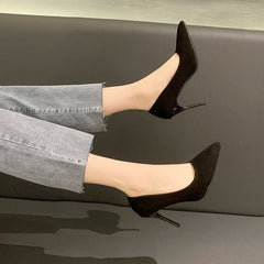 Mid Heeled Sandals Black 6-8-10cm Pointed Thin Heeled Baotou Banquet High Heeled Shoes Womens Shoes Tacones Mujer