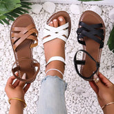 Sandals Flat Sandals Bottom Roman Strap Sandals with Non Slip Rubber Soles Daily Sandalia