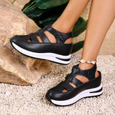 Sandals High Quality Buckle Strap Sandals Closed Toe Office Career Solid Wedge Shoes Women
